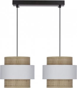 Lampa wisząca Candellux Rattan lampa wisząca 2x40W E27 abażur biały+kremowy 1