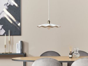 Lampa wisząca Beliani Lampa wisząca metalowa biała PHILS 3