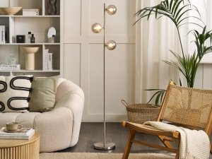 Lampa podłogowa Beliani Lampa podłogowa metalowa srebrna RAMIS 2