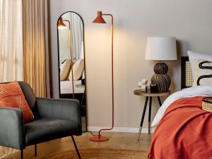 Lampa podłogowa Beliani Lampa podłogowa regulowana metalowa pomarańczowa RIMAVA 2