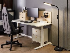 Lampa podłogowa Beliani Lampa podłogowa LED czarna ARIES 2