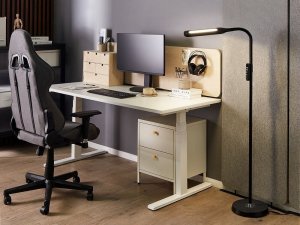 Lampa podłogowa Beliani Lampa podłogowa LED czarna ARIES 3