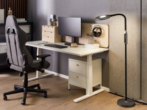 Lampa podłogowa Beliani Lampa podłogowa LED czarna CASSIOPEIA 3