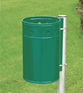 Kosz na śmieci GSG24 Kosz na śmieci stalowy mocowany na słupek 20L zielony Kosz na śmieci stalowy mocowany na słupek 20L zielony 2