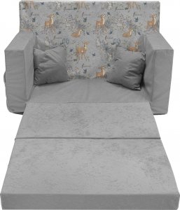 Blomster Rozkładana sofa piankowa dziecięca szara+sarenki 2