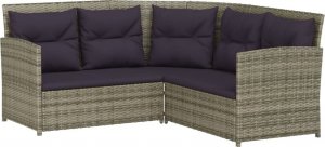 vidaXL 2-cz. sofa narożna z poduszkami, szara, polirattan 4