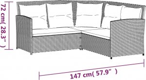 vidaXL 2-cz. sofa narożna z poduszkami, szara, polirattan 9