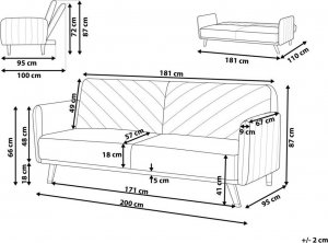 Beliani Sofa rozkładana welurowa jasnoniebieska SENJA 8