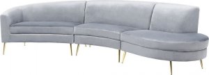 Beliani Sofa półokrągła 4-osobowa welurowa jasnoszara MOSS 3