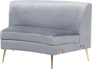 Beliani Sofa półokrągła 4-osobowa welurowa jasnoszara MOSS 9