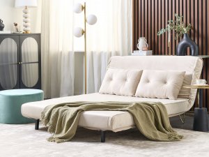 Beliani Sofa welurowa rozkładana 2-osobowa beżowa VESTFOLD 5