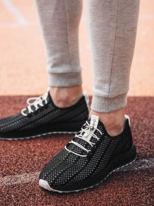 Ombre Buty męskie sneakersy z siateczki - czarne V8 OM-FOKS-0117 40 1