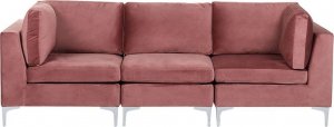 Beliani Sofa modułowa 3-osobowa welurowa różowa EVJA Lumarko! 1