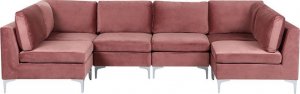 Beliani Sofa modułowa 6-osobowa welurowa różowa EVJA Lumarko! 1