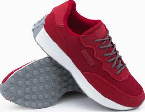 Ombre Buty męskie sneakersy z łączonych materiałów - czerwone V2 OM-FOSL-0110 45 6