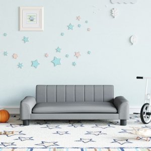 vidaXL Sofa dla dzieci, jasnoszara, 90x53x30 cm, obita tkaniną 1
