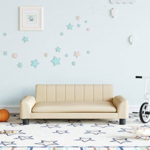 vidaXL Sofa dla dzieci, kremowa, 90x53x30 cm, obita tkaniną 1