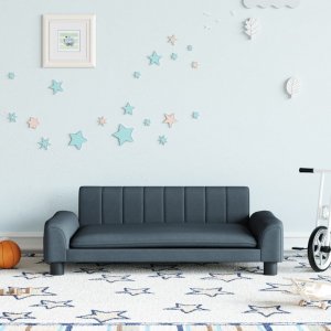 vidaXL Sofa dla dzieci, ciemnoszara, 90x53x30 cm, obita tkaniną 1