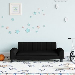 vidaXL Sofa dla dzieci, czarna, 90x53x30 cm, obita tkaniną 1