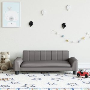 vidaXL Sofa dla dzieci, szara, 90x53x30 cm, sztuczna skóra 1