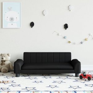 vidaXL Sofa dla dzieci, czarna, 90x53x30 cm, sztuczna skóra 1