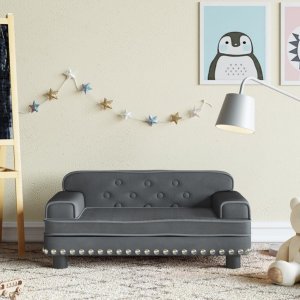 vidaXL Sofa dla dzieci, ciemnoszara, 70x45x30 cm, aksamit 1