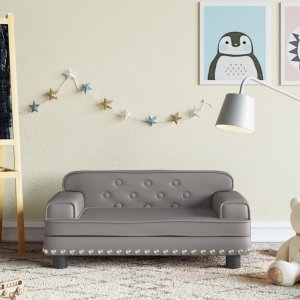 vidaXL Sofa dla dzieci, szara, 70x45x30 cm, sztuczna skóra 1