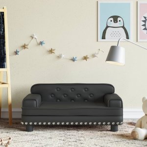 vidaXL Sofa dla dzieci, czarna, 70x45x30 cm, sztuczna skóra 1