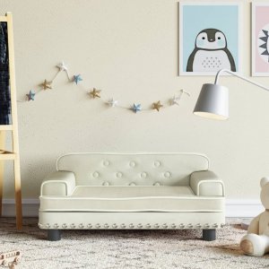 vidaXL Sofa dla dzieci, kremowa, 70x45x30 cm, aksamit 1