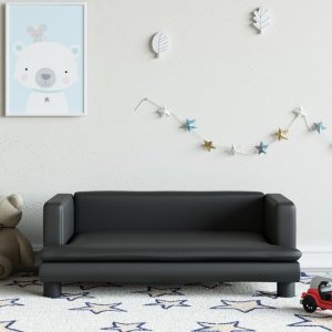 vidaXL Sofa dla dzieci, czarna, 80x45x30 cm, sztuczna skóra 1