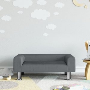 vidaXL Sofa dla dzieci, ciemnoszara, 70x45x26,5 cm, aksamit 1