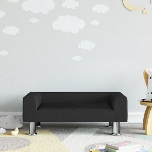 vidaXL Sofa dla dzieci, czarna, 70x45x26,5 cm, aksamitna 1