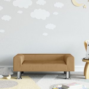 vidaXL Sofa dla dzieci, brązowa, 70x45x26,5 cm, aksamitna 1