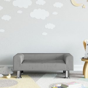 vidaXL Sofa dla dzieci, jasnoszara, 70x45x26,5 cm, aksamit 1