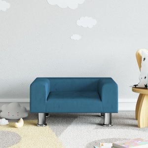 vidaXL Sofa dla dzieci, niebieska, 50x40x26,5 cm, aksamitna 1