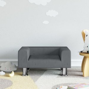vidaXL Sofa dla dzieci, ciemnoszara, 50x40x26,5 cm, aksamitna 1