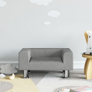 vidaXL Sofa dla dzieci, jasnoszara, 50x40x26,5 cm, aksamitna 1
