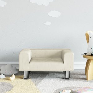 vidaXL Sofa dla dzieci, kremowa, 50x40x26,5 cm, aksamitna 1