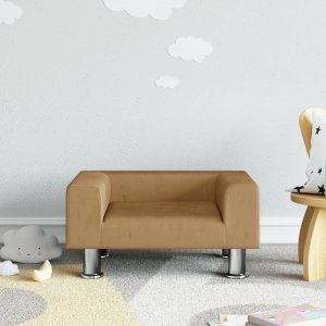 vidaXL Sofa dla dzieci, brązowa, 50x40x26,5 cm, aksamitna 1