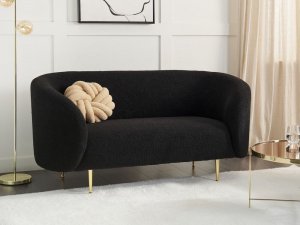 Beliani Sofa dwuosobowa boucle czarna LOEN 2