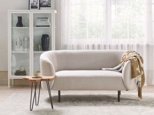 Beliani Sofa dwuosobowa tapicerowana beżowa z czarnym LOEN 2