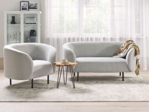 Beliani Sofa dwuosobowa tapicerowana czarno-biała LOEN 3