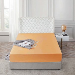 Cotton World Prześcieradło 90x200 bawełniane Cotton World grube z gumką beżowe 1