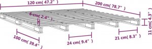 vidaXL vidaXL Łóżko z palet, szare, 120x200 cm, lite drewno sosnowe 7