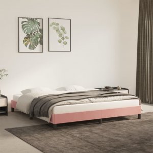 vidaXL vidaXL Rama łóżka, różowa, 160 x 200 cm, tapicerowana aksamitem 1