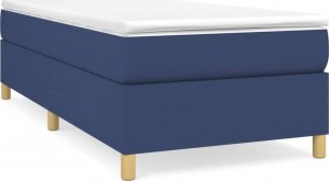 vidaXL Łóżko kontynentalne, niebieskie, obite tkaniną, 90x190 cm 2