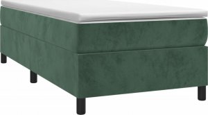 vidaXL vidaXL Łóżko kontynentalne, ciemnozielona, 90x200 cm, obite aksamitem 3