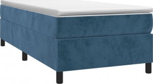 vidaXL vidaXL Łóżko kontynentalne, ciemnoniebieska, 90x200cm, obite aksamitem 3