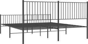 vidaXL vidaXL Metalowa rama łóżka z wezgłowiem i zanóżkiem, czarna, 193x203cm 7