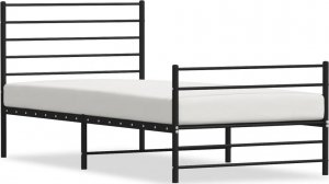 vidaXL vidaXL Metalowa rama łóżka z wezgłowiem i zanóżkiem, czarna, 100x190cm 2